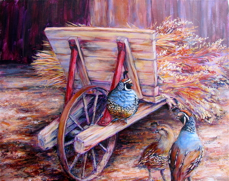 Quail and Wheat Barrow